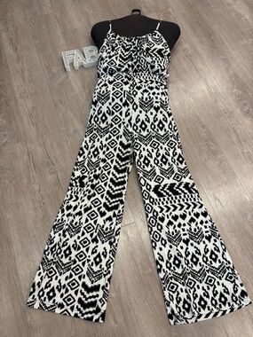 Black & White Printed Wide-Leg Jumpsuit